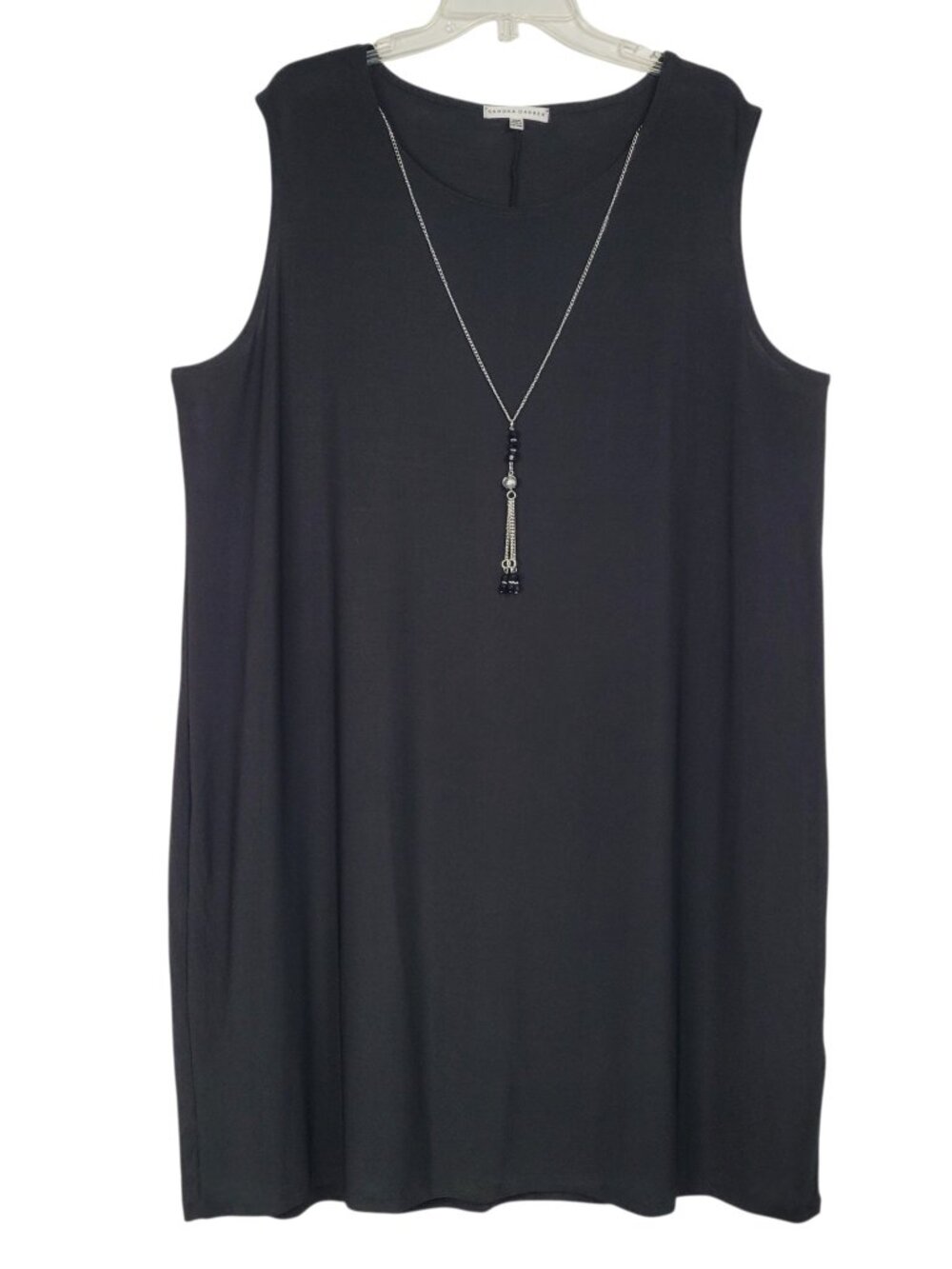 Sandra Darren Black Sleeveless Dress Womens 20W With Necklace Minimalist Classic